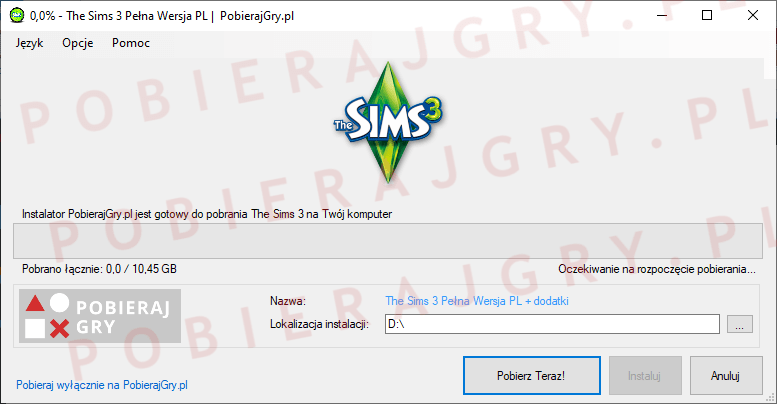 Pobieranie The Sims 3 odbywa się poprzez specjalną aplikację. Po pobraniu, gra jest gotowa do instalacji.
